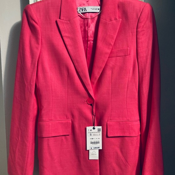 Zara FITTED BLAZER WITH POCKETS in PINK - Picture 15 of 16